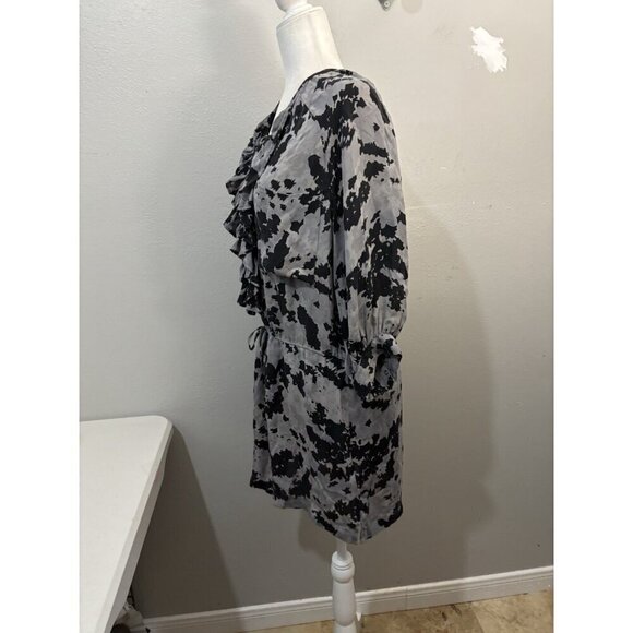 Joie Claude Ruffle Mini Dress Silk Grey Women Medium - Picture 6 of 14